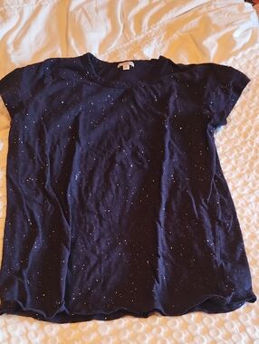 Black Speckled Short Sleeve Tee Lg
